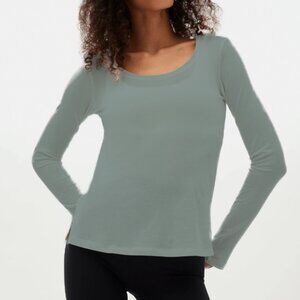 Girlfriend Collective Blue Recycled Cotton Fitted Scoop Neck Long Sleeve Large